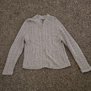 Croft & Barrow Light Gray Cable Knit Cardigan
